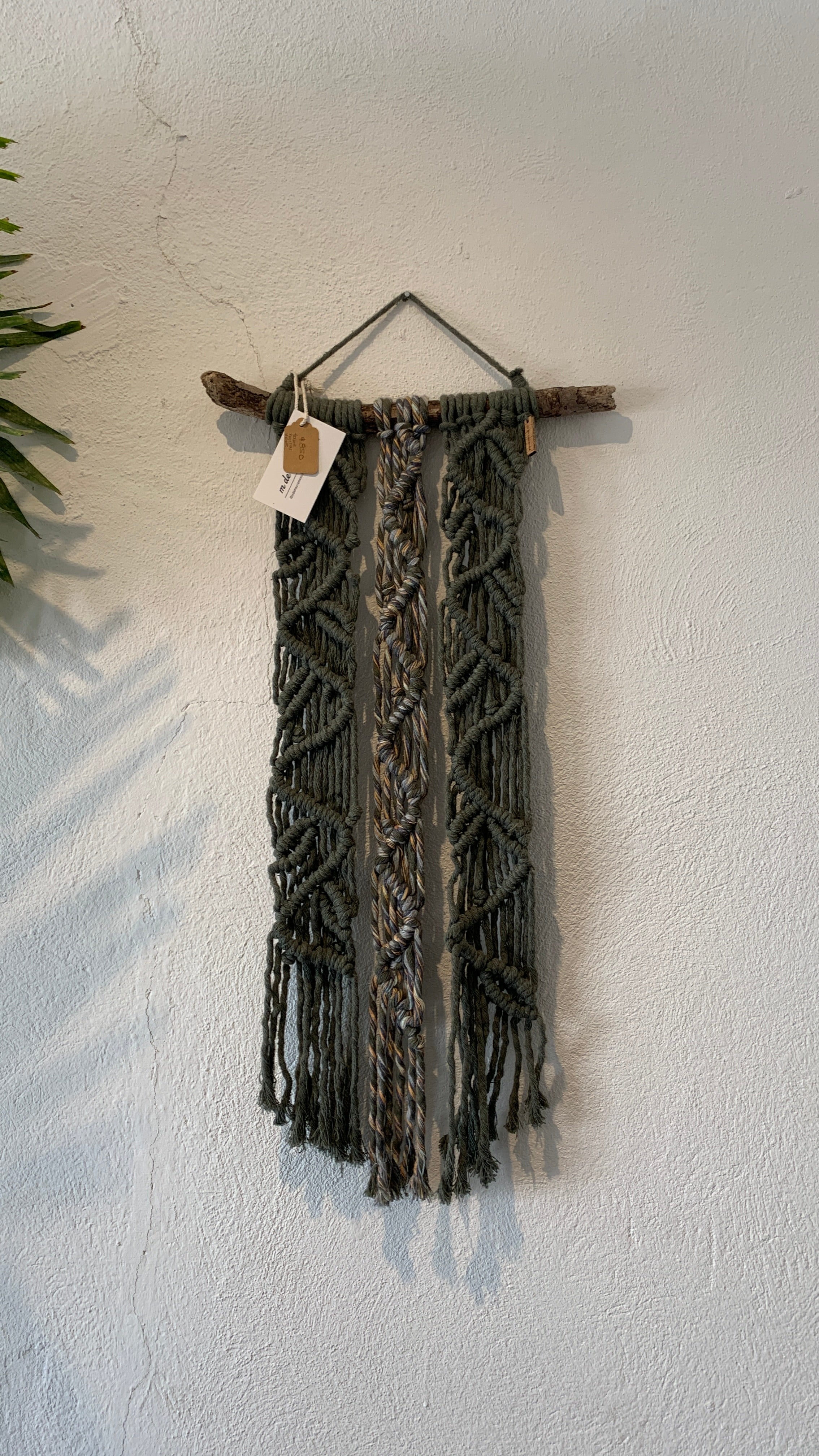 M de Macrame Tapiz Hojitas Verdes