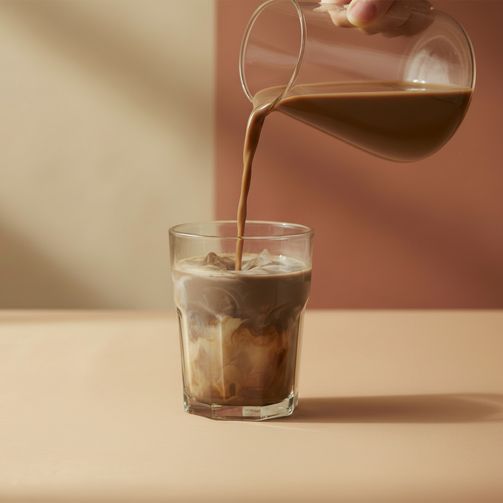 Foto cuadrada de Hojichai cayendo sobre hielo
