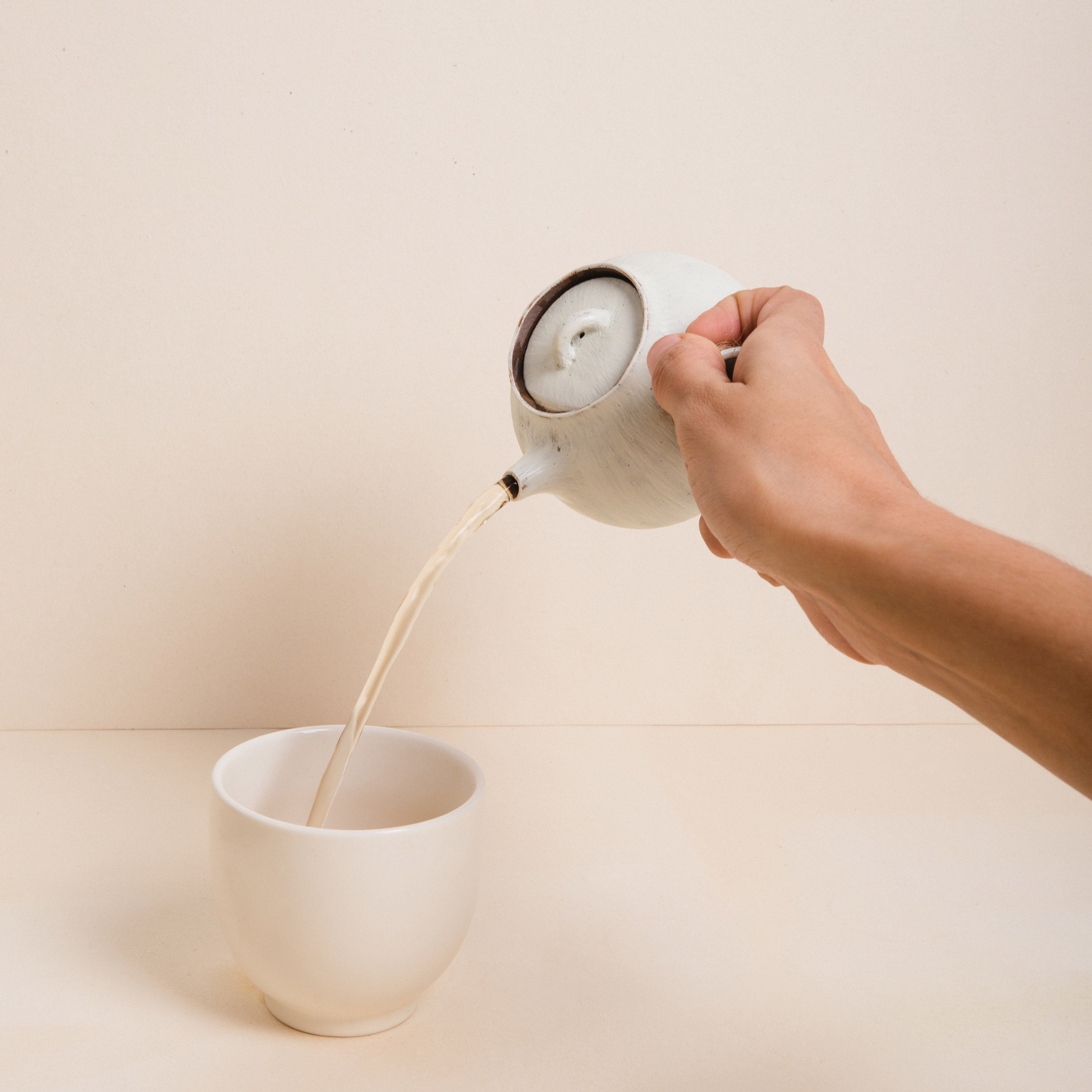 Tetera kyusu blanca ceramica