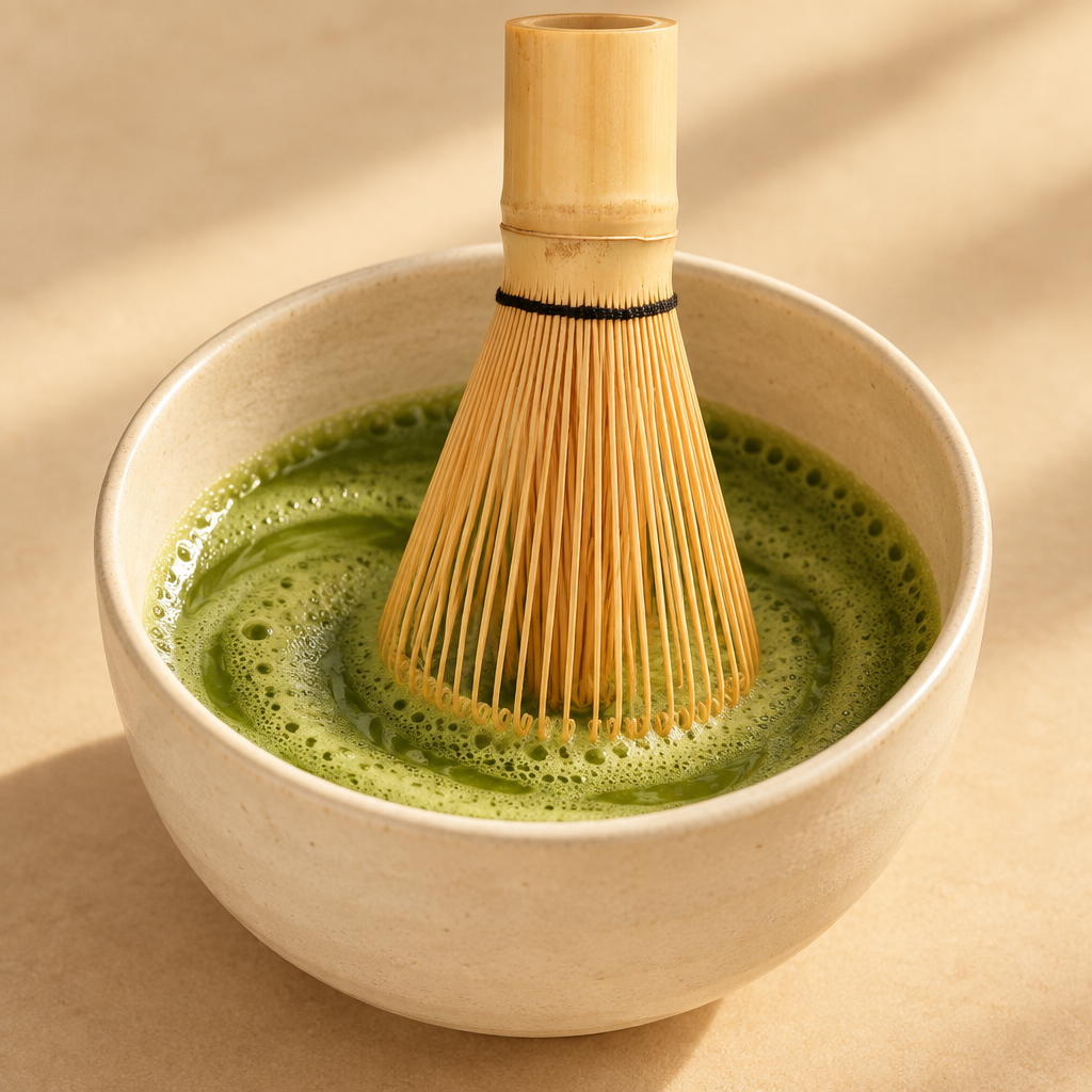 Chasen batiendo matcha