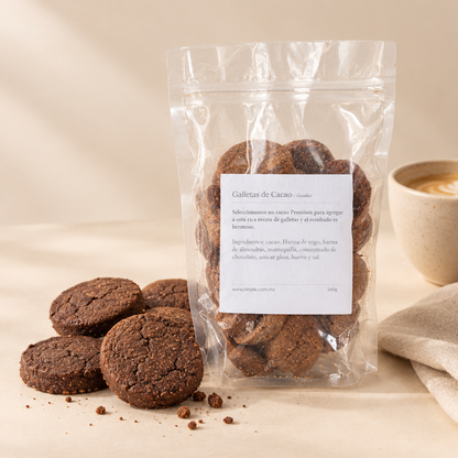 Galletas de cacao con bolsa transparente