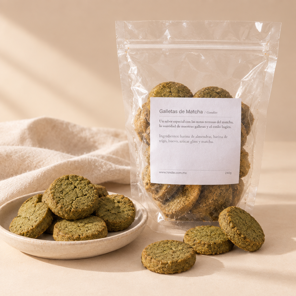 Galletas de matcha con bolsa transparente