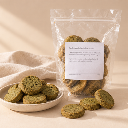 Galletas de matcha con bolsa transparente