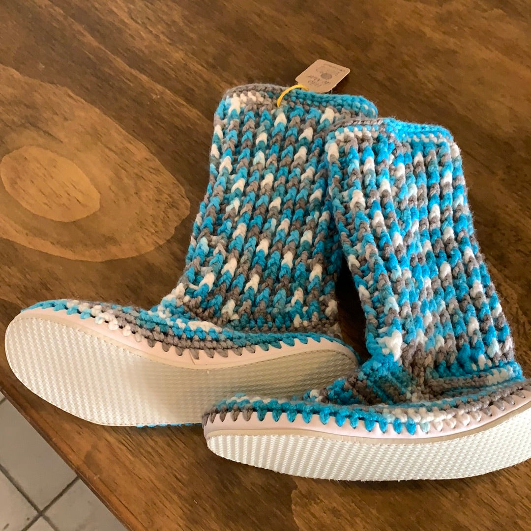 Hilo de Mar Calcetín Pantufla Azul Gris